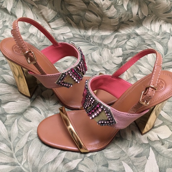 NWOT Tory Burch Delaney Embellished Heels - Picture 7 of 8